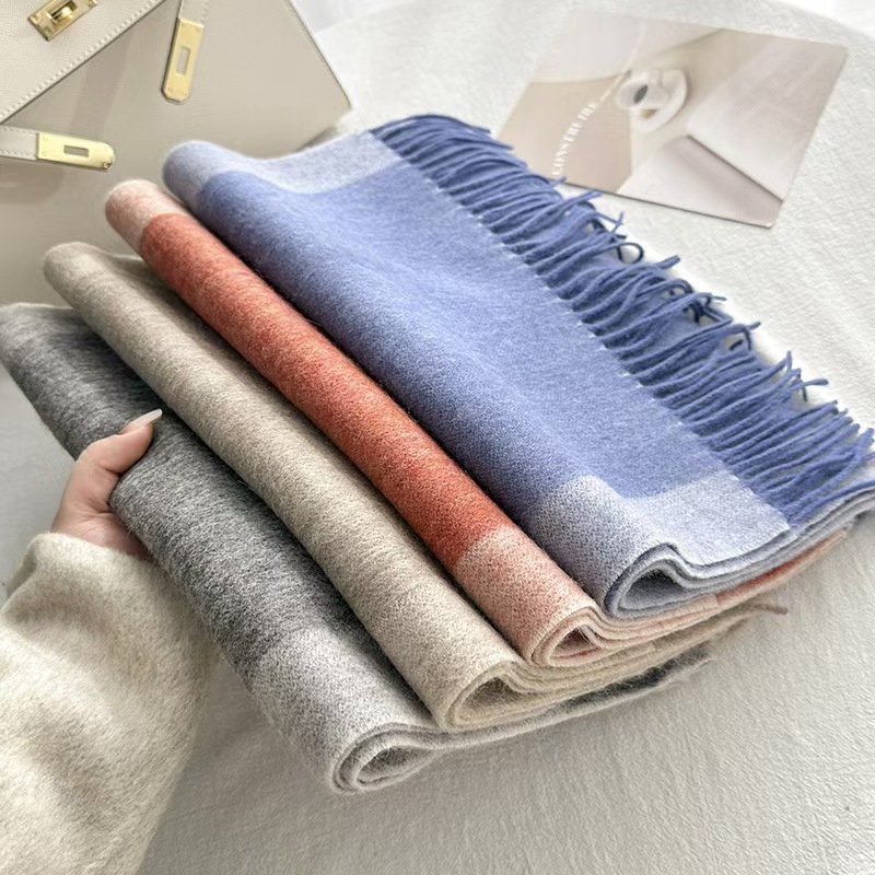T690 Fashion Wool Scarf Women's High-end Simple Trend Pure Color Dotted Shawl Travel Warm Neck Scarf