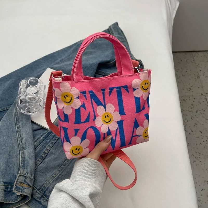 Gentle Woman Letter Printing Small Tote Bag Street Trendy Canvas Mini Handbag Shoulder Bag Versatile Teen Women Crossbody BagW250512