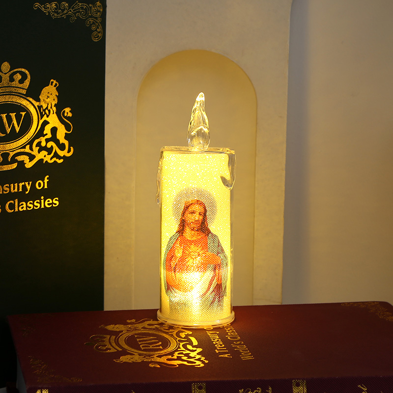 Festival simulation candle LED decorative light with Virgin Mary pattern