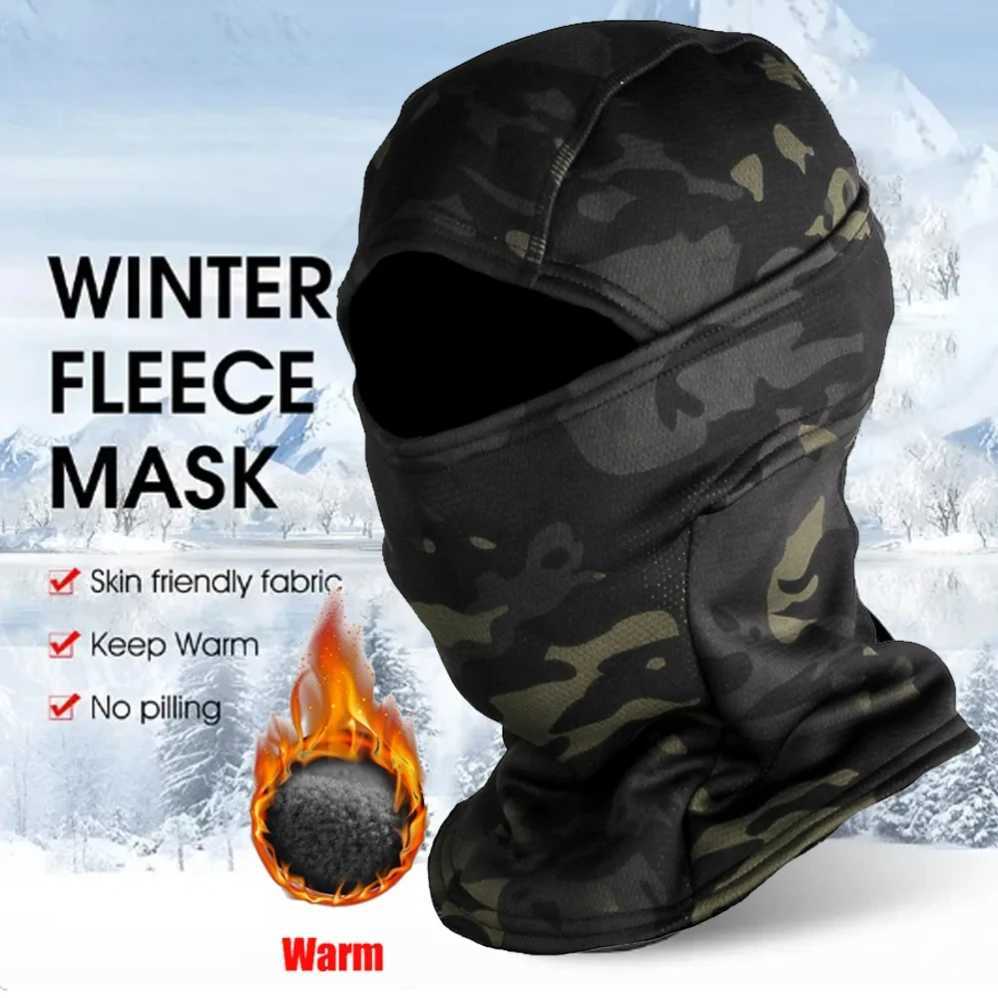 Winter Fleece Warm Camouflage Balaclava Outdoor Cold-proof Ski Cycling Full Face Mask Motorcycle Mask Helmet LiningW250512
