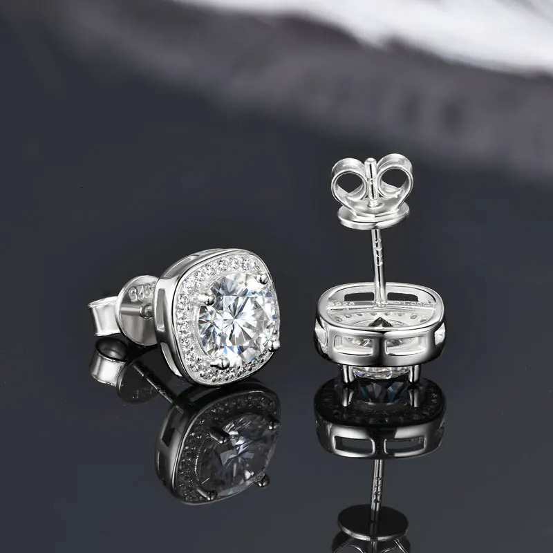 IOGOU 6.5mm 1.0CT Square Stud Earrings for Women 925 Sterling Silver Earrings Halo Lab Diamond Fine Jewelry 250512