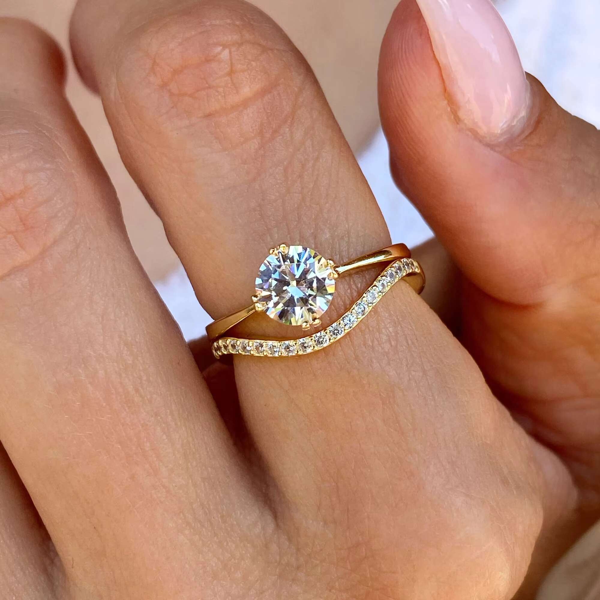 925 Sterling Silver Round Brilliant Cut Solitaire Diamond Ring Women Custom 3ct 5ct Moissanite Wedding Ring