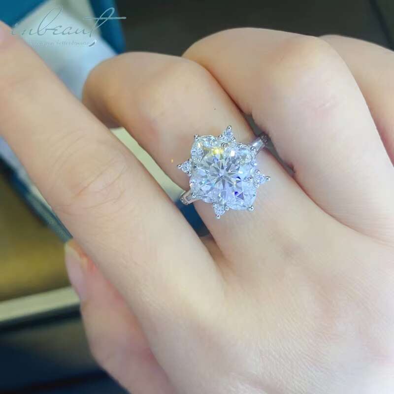 New Popular Silver 925 Original 2 Ct Brilliant Cut Diamond Test Past D Color FL Moissanite Ring for Women Gift Fine Jewelry