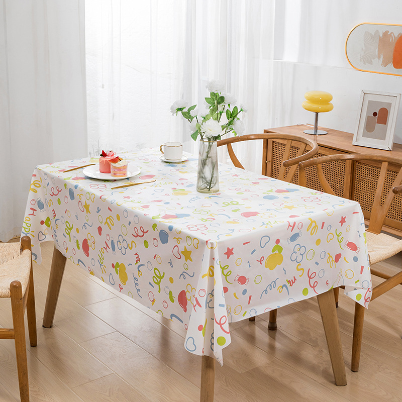 B405 PEVA New Year Couplet Tablecloth New Year Table Mat Tablecloth Waterproof and Oil-proof Red Festive Tea Table Cover