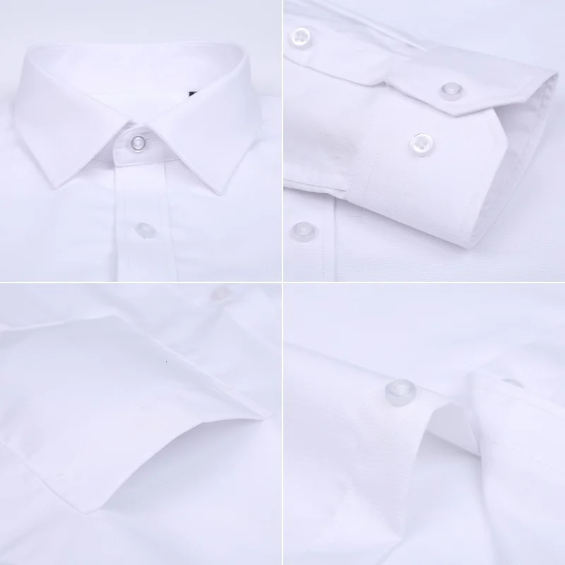 Quality 100%Cotton Men Dress Long Sleeve Shirt Solid Male Plus Size Regular Fit Business Social Office Shirt White Blue S-8XL 250509
