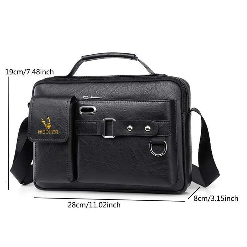 Men Vintage Shoulder Pu Leather Business Messenger Bag For Man Fashion Small Male Crossbody Bags Handbags 2024 New