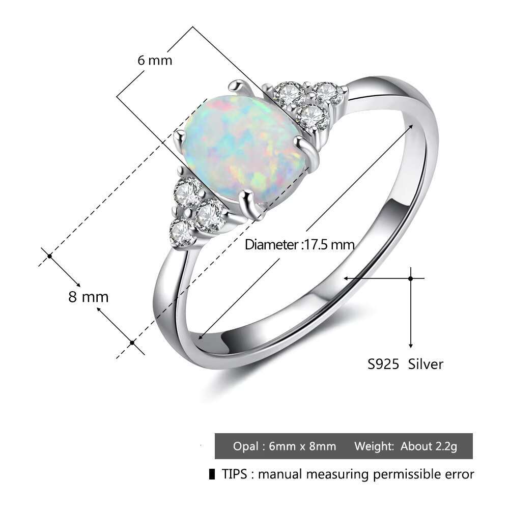 High Quality 925 Sterling Silver Simple Zircon Inlaid Opal Ring Eternal Engagement Wedding Rings