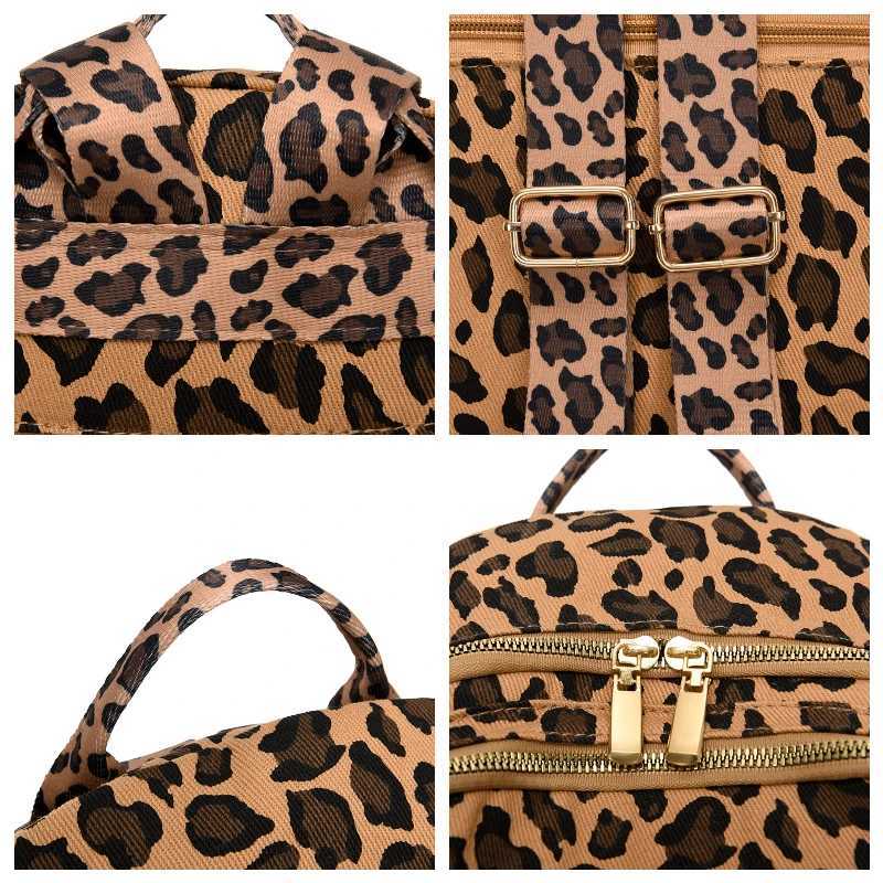 Bohemian Fashionable Casual Leopard Small Backpack for Women Multi Compartments Elegant Portable Ladies Bag for Autumn Winter Z250512