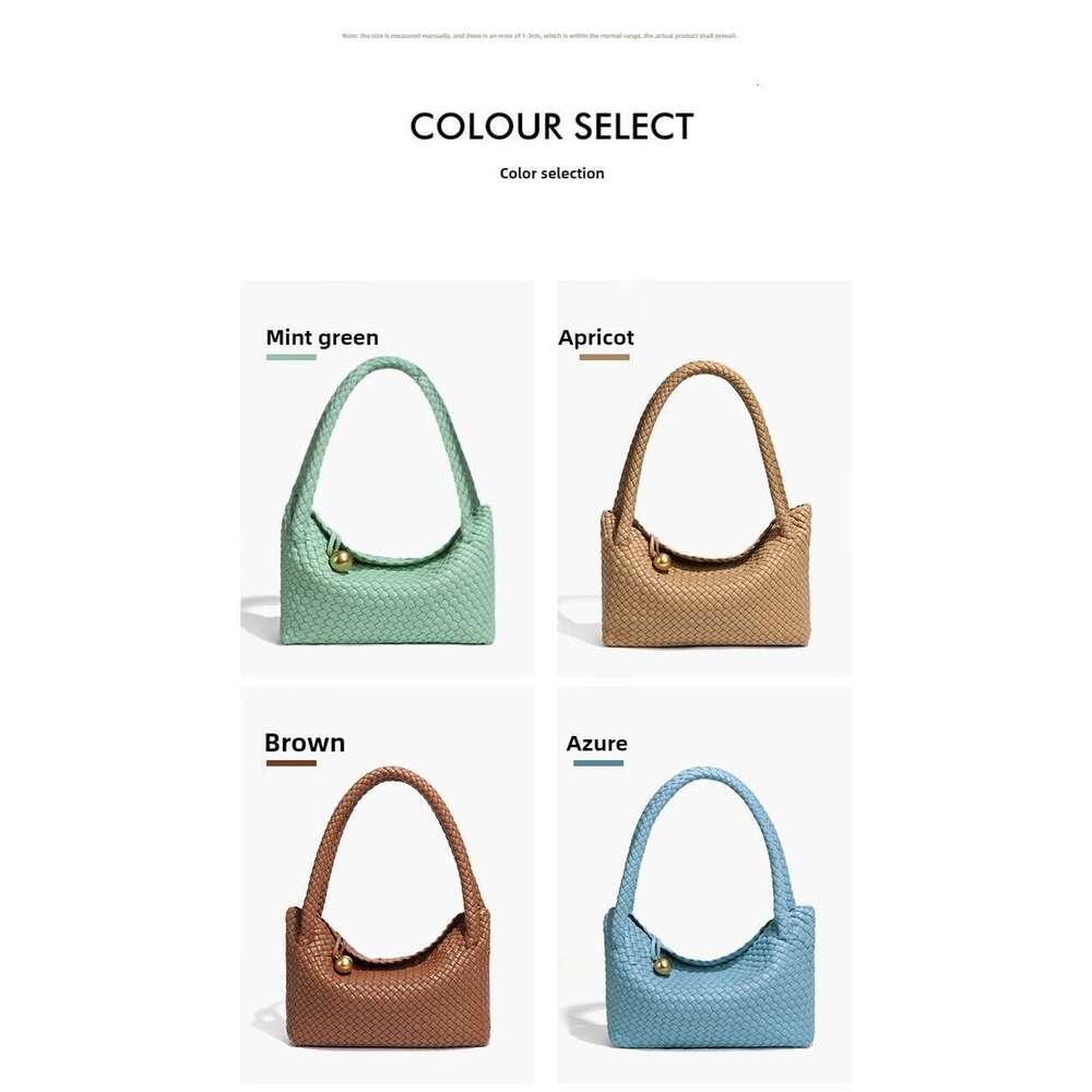 New retro all-handmade large capacity commuting high-end woven single shoulder portable soft leather vegetable basket tote bag