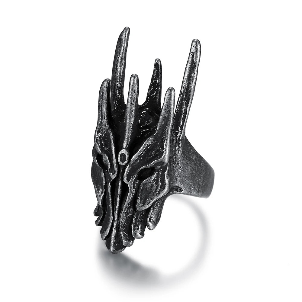 Vintage Black Helm of Sauron Ring For Men Women 316L Stainless Steel Punk Gothic Dragon Rings Fashion Jewelry Gifts Drop 250509