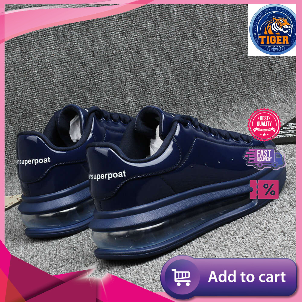 Ddmytiger Leather Shiny Patent Small White Couple Models Air Cushion Women S Skateboard Shoes Sneakers Outdoor Shoes