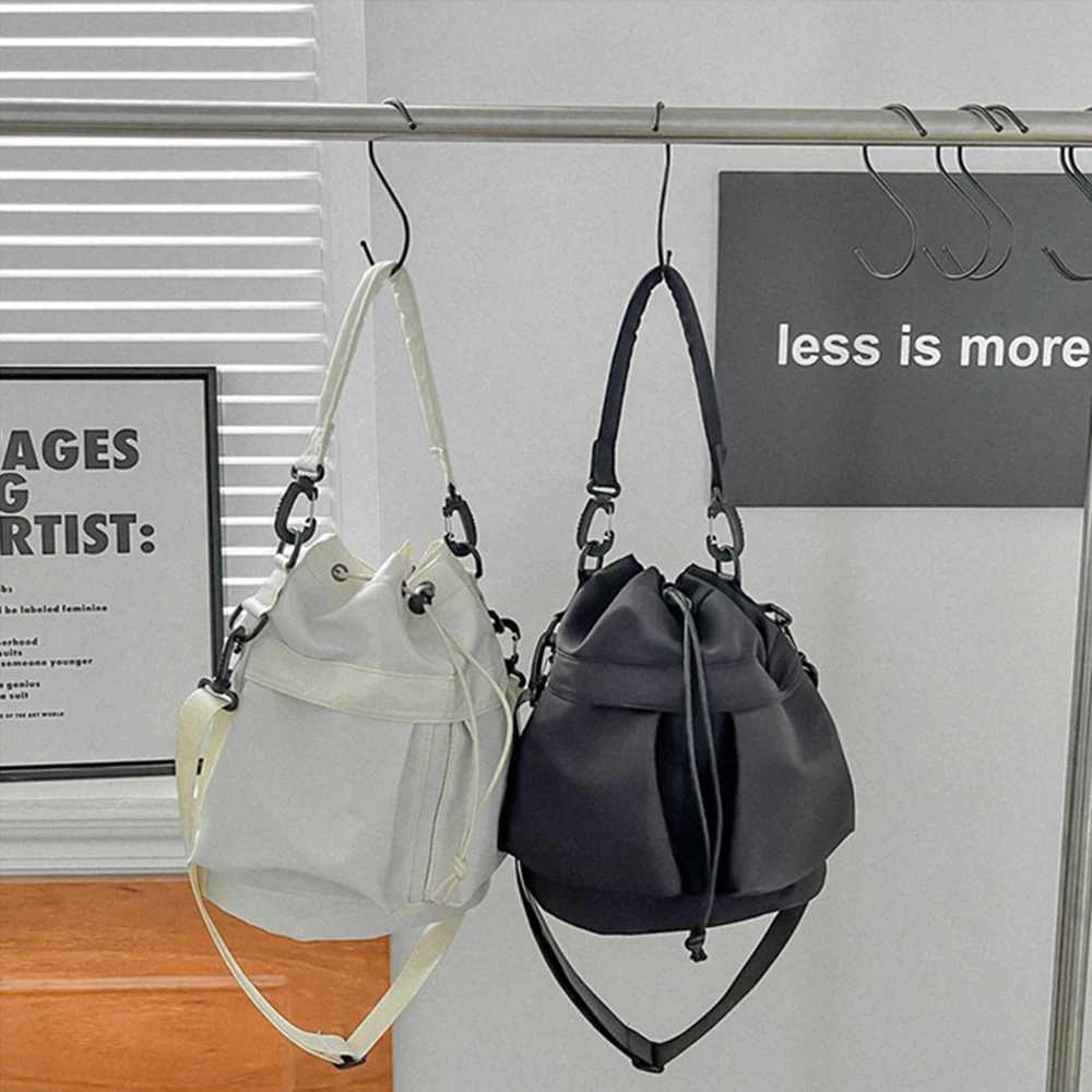 Fashion Drawstring Pleated Bucket Bag Lightweight Causal Nylon Shoulder Bag Large Capacity Crossbody Bags Women Portable Handbag Z250512