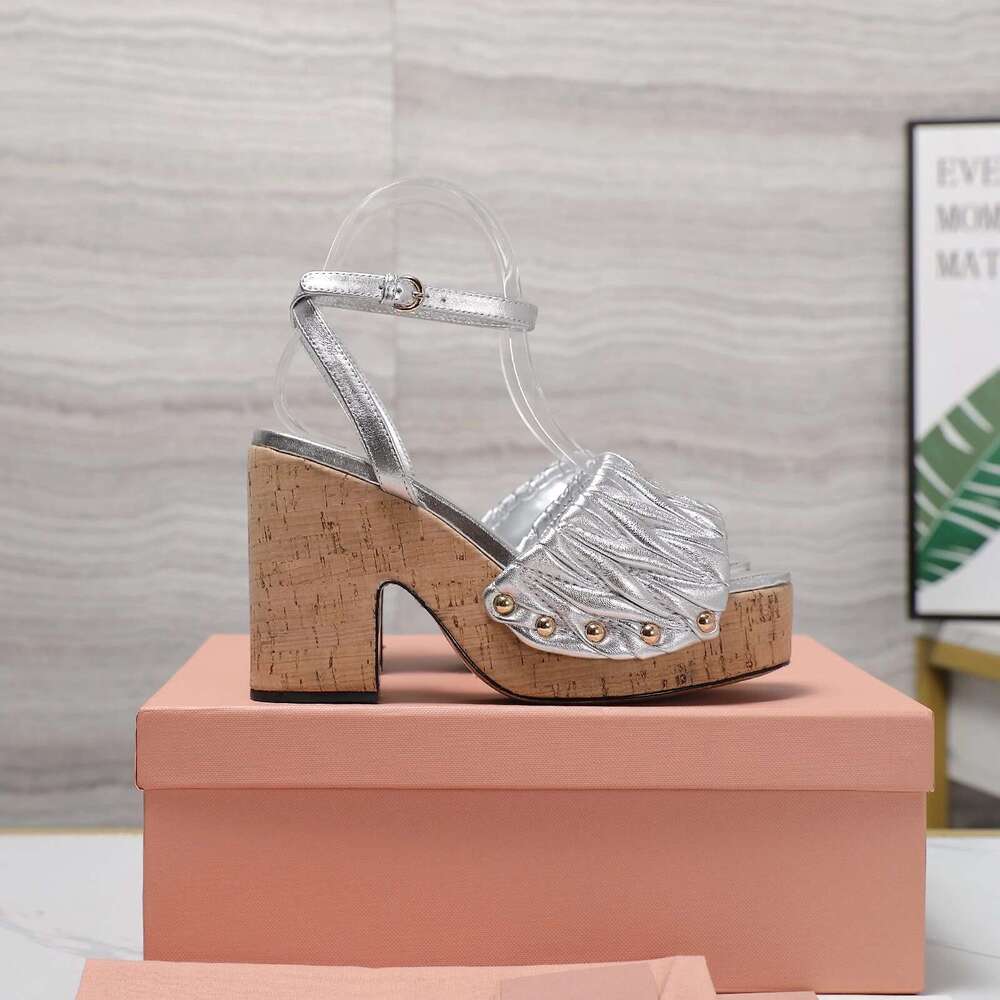 Women Size35-41 Genuine Leather Sandals Super High Heels Flat Platform Pumps Pleated Designer Shoes Zapatillas De Mujer