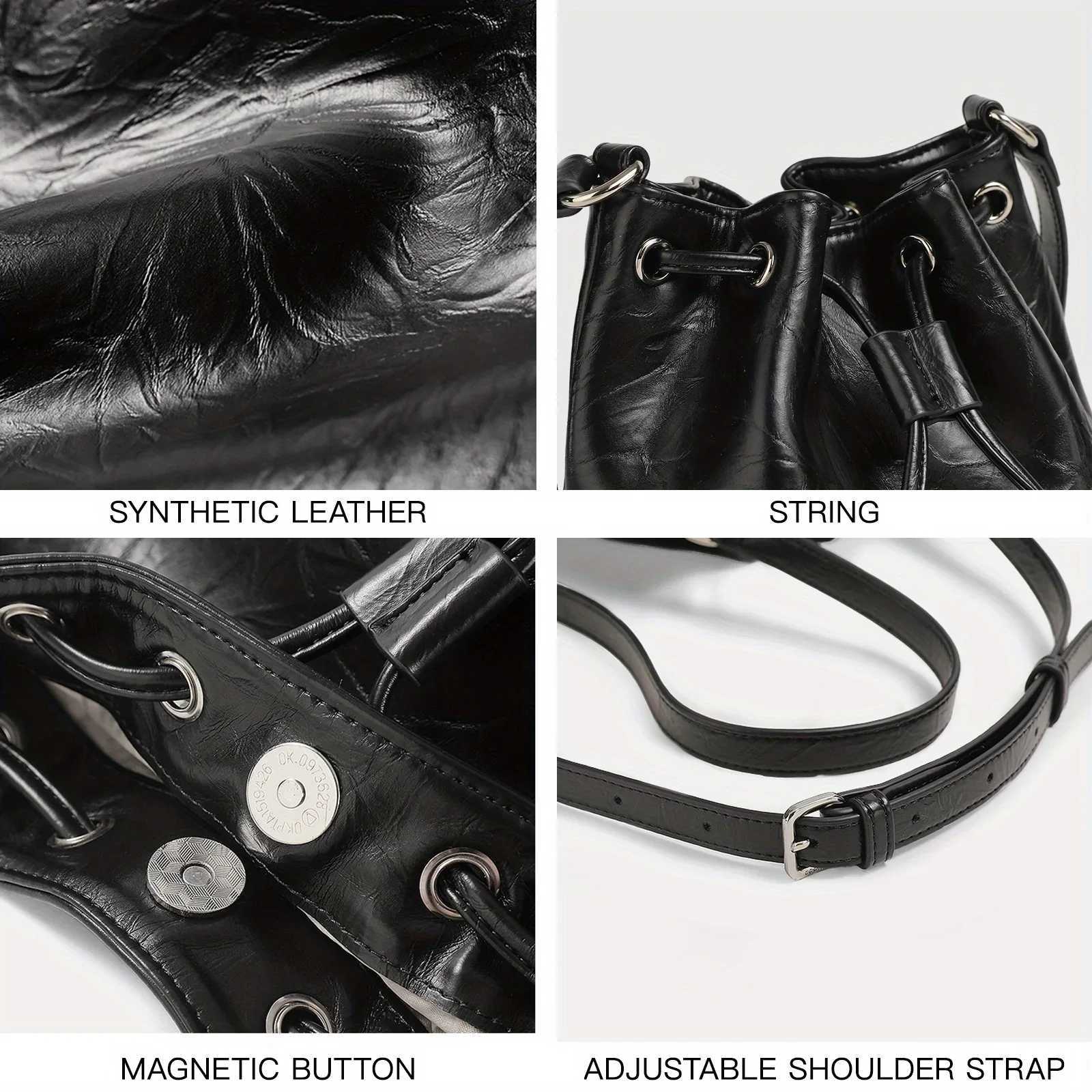 ITAMOOD Women Bucket Bag for Cosmetics Cell Phone Black Niche Original Designer Leather Shoulder Crossbody Small Bag Z250512