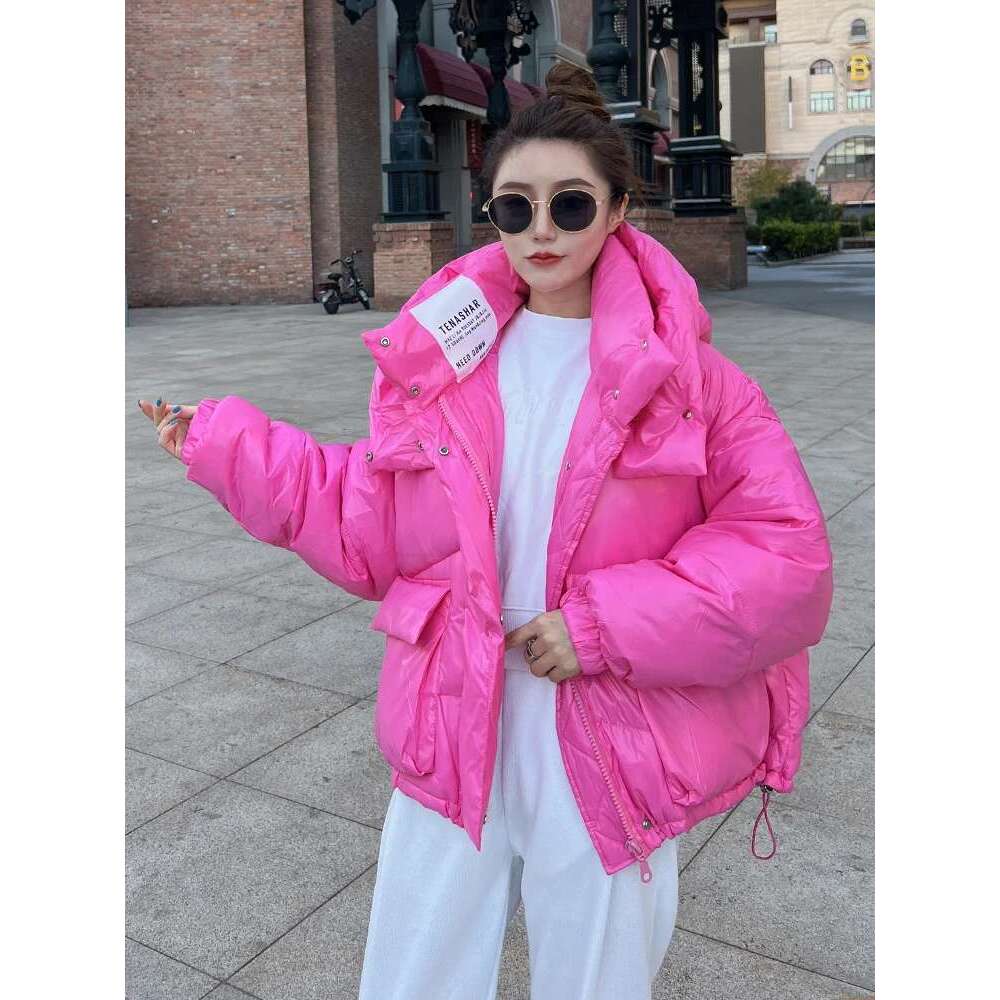 Female Winter Short Hooded Parkas Puffer Bomber Jacket Warm Cotton Padded Coats Stylish Outerwear Oversized Streetwear