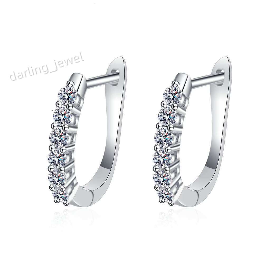 DHCollections 925 Silver Hoop Earrings with Classic Sparkle Stones for Women Minimalist Daily Wear