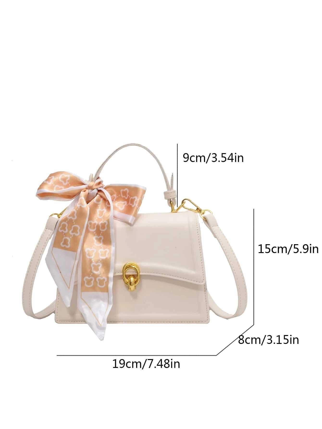 Bow Decor Lightweight Flap Bag Business Casual Mini Womens Shoulder Bag Skinny Scarf Decor Square Bag For Teen Girls WomenW250512