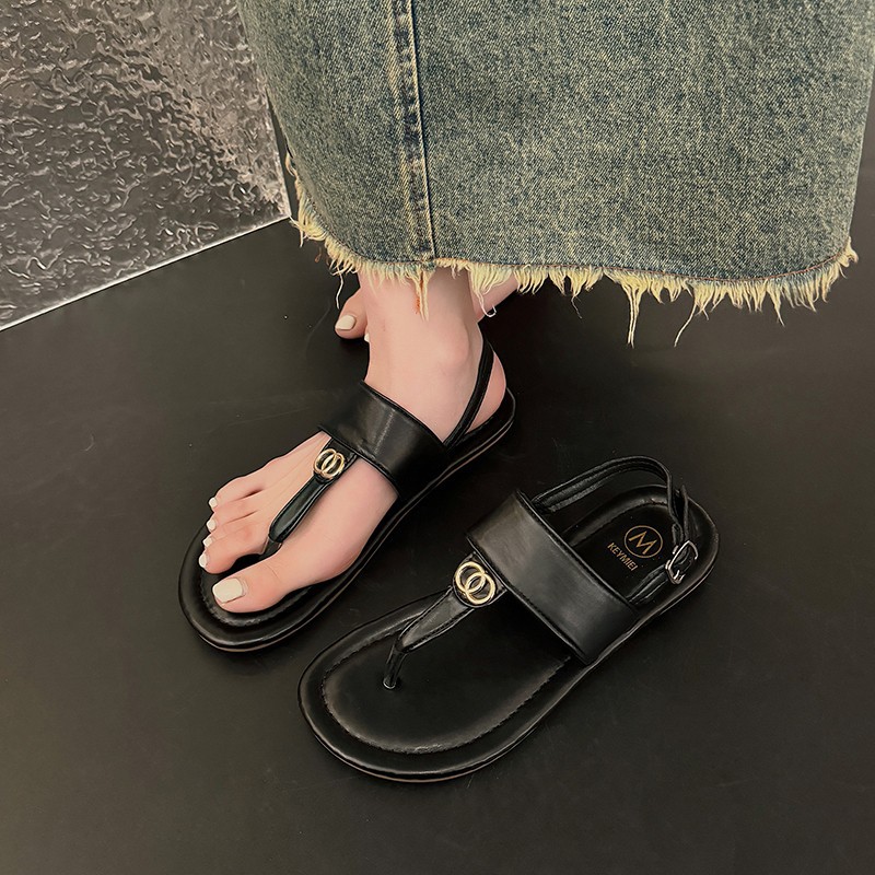 New free shipping deisgner sandals for womens flat sandals black brown New Flat bottomed versatile fashionable Roman herringbone clip on sandals
