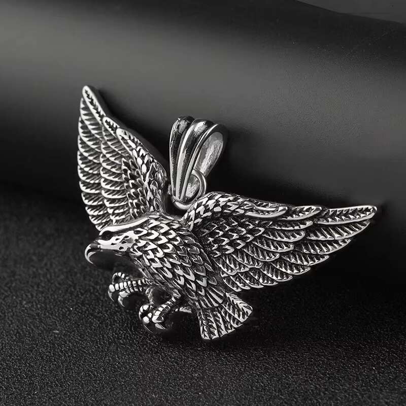 Wholesale Stainless Steel Emboss Eagle Pendant Necklace for Man Punk Good Detail Animal Jewelry Trendy Style