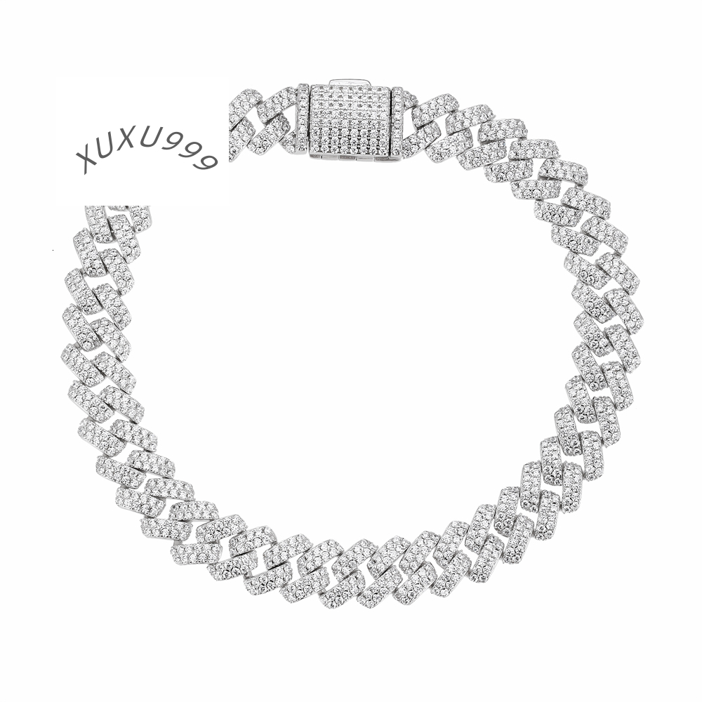 Wholesale Price Miami Bracelet Iced Out VVS Moissanite Bracelet With Cuban Chain 8mm Double Row Diamonds in 7 9 Inches Sizes
