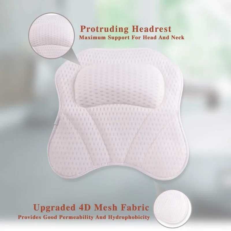 Bathtub Pillow for Tub Bath Pillow for Neck Back Support with Strong Suction Cups Soft Spa Bath PillowW250512