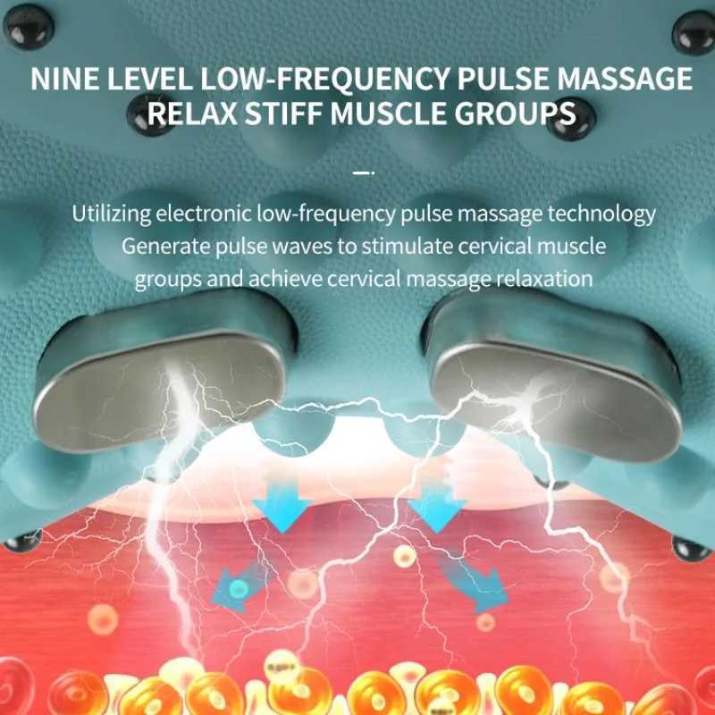 Multi Functional Vibration Massage Pillow Home Electric Neck Curvature Straightening Hot Compress Pulse Cervical Massage PillowW250512