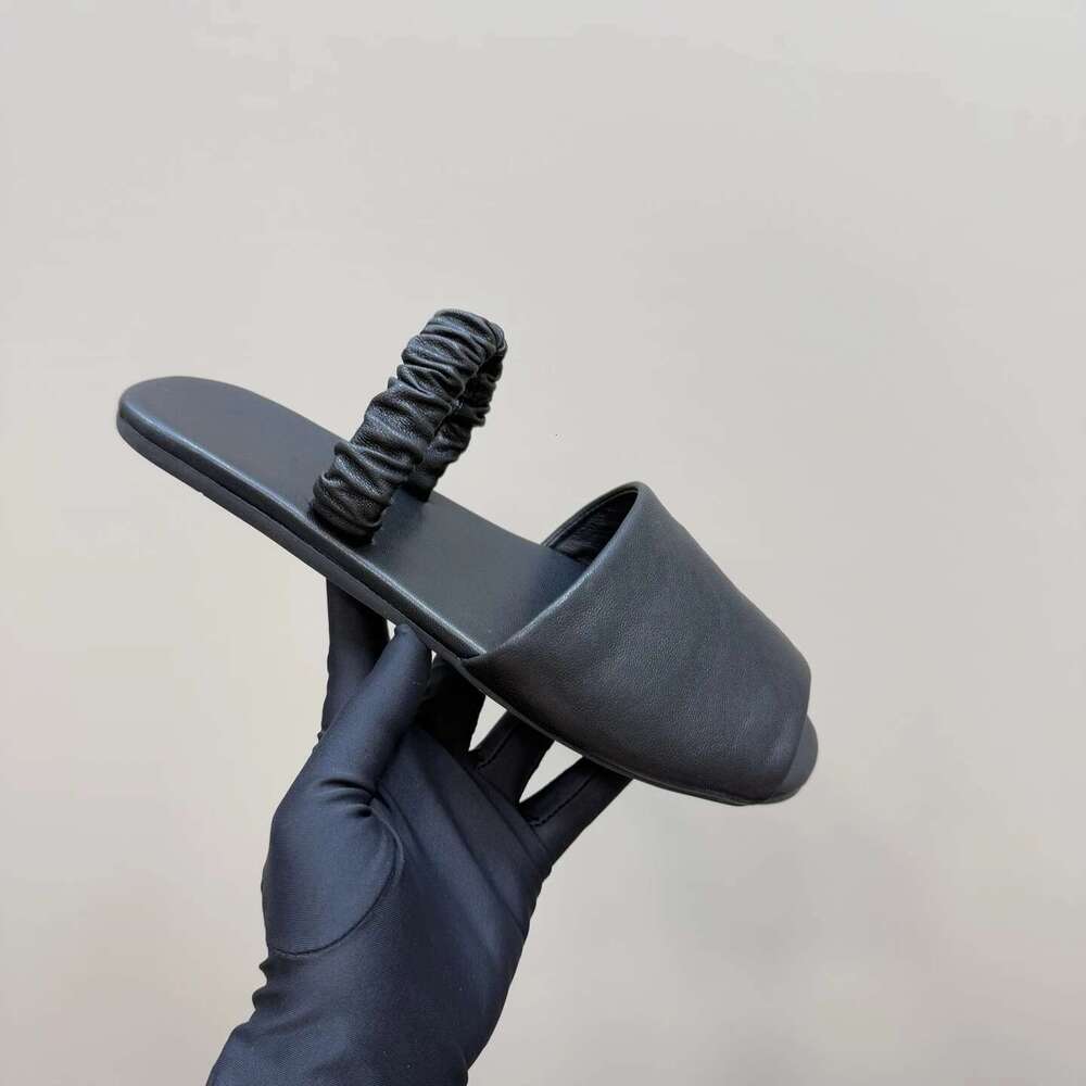 Women Genuine Leather Sandals Leisure Flats Elastic Band Summer Solid Colors Slippers Designer Shoes Zapatillas De Mujer