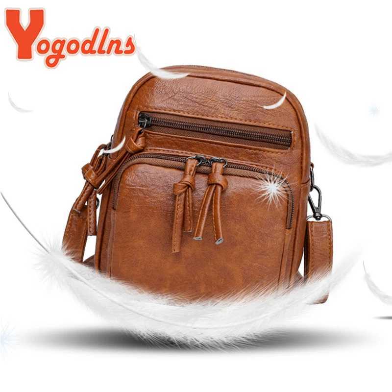 Yogodlns Vintage Crossbody Bag Women Soft PU Leather Shoulder Bag Multifunction Messenger Bag Small Square Bag Big Capacity Bag Z250512