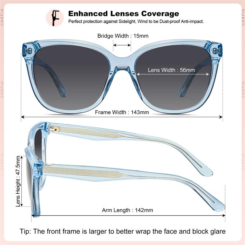 CARFIA Square Polarized Sunglasses for Women UV Protection, Italian Design Retro Embossed Pattern Wire Core Driving Shades