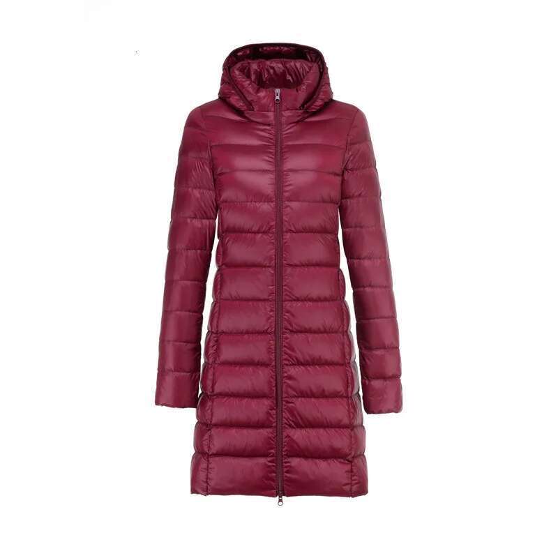 Women's Ultra Light Jacket Long Style White Duck Female Down Detachable Hooded Portable Slim Fit Outwear Dj01 Designer
