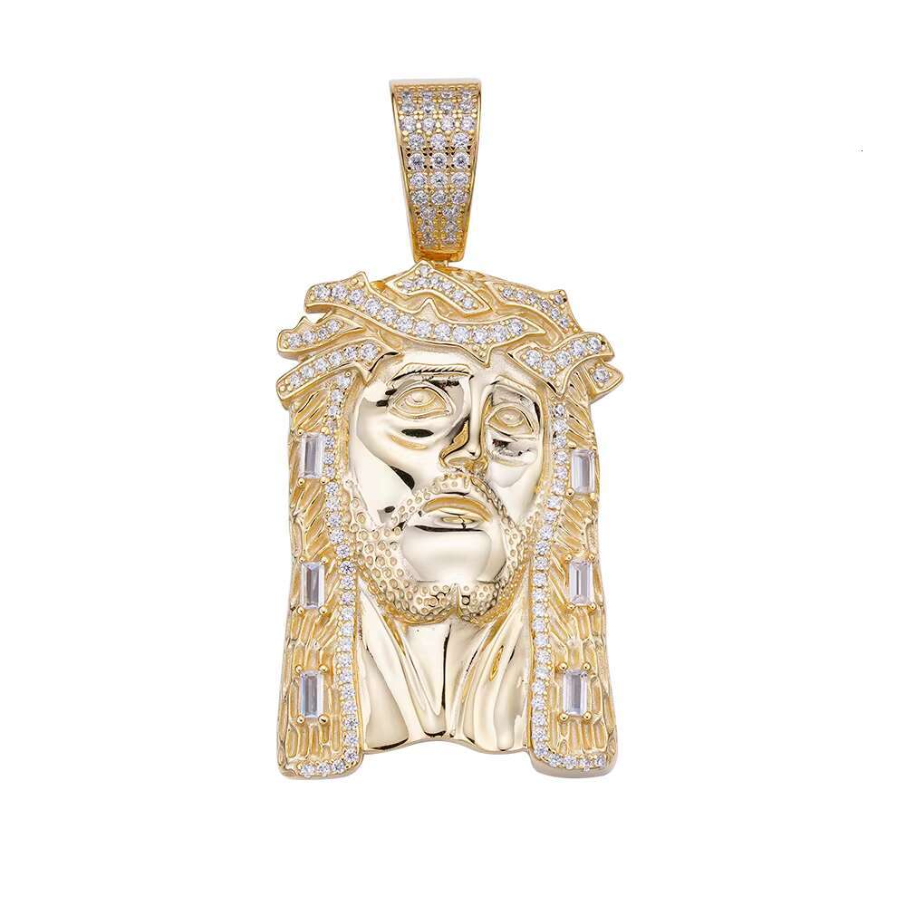 Custom Golden Supplier Electroplated Jesus Pendant Jewelry Mens Sterling Silver Gold Plated Crystal Jesus Pendant
