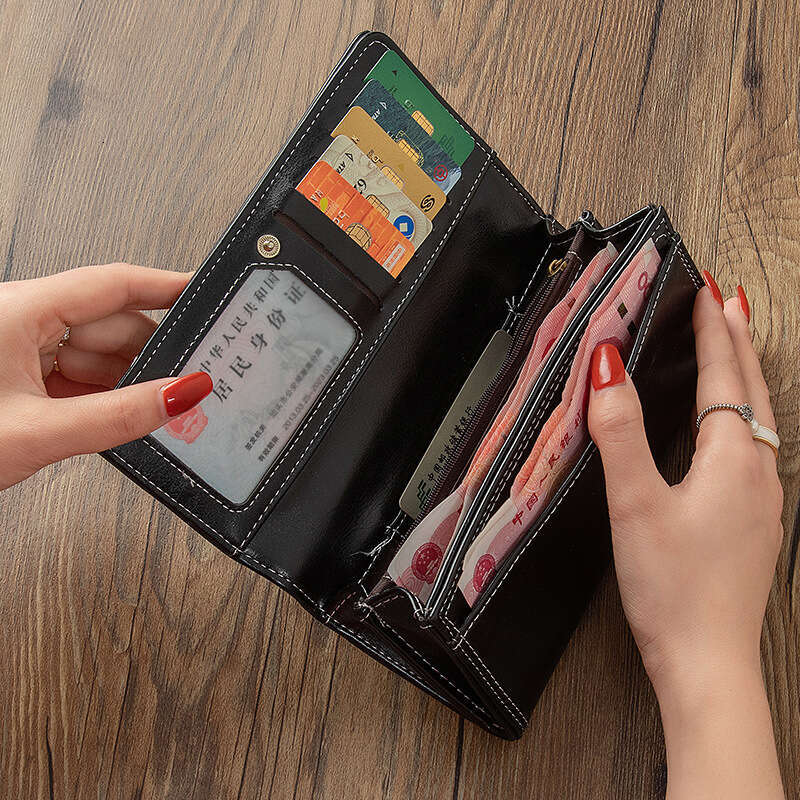 Wallet Women's Long Zipper, Large Capacity, Card Position, Multi function, Two Fold Student Handbag
