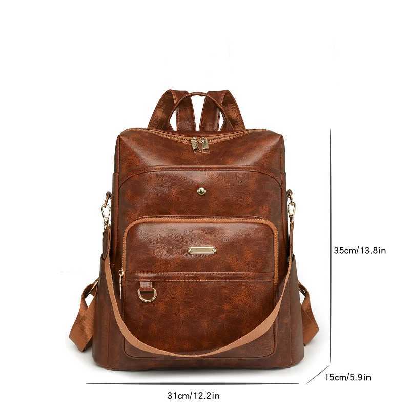 Fashion Womens PU Backpack Simple Solid Color Convertible Travel Backpack with Large Capacity Casual Versatile Shoulder Bag Z250512