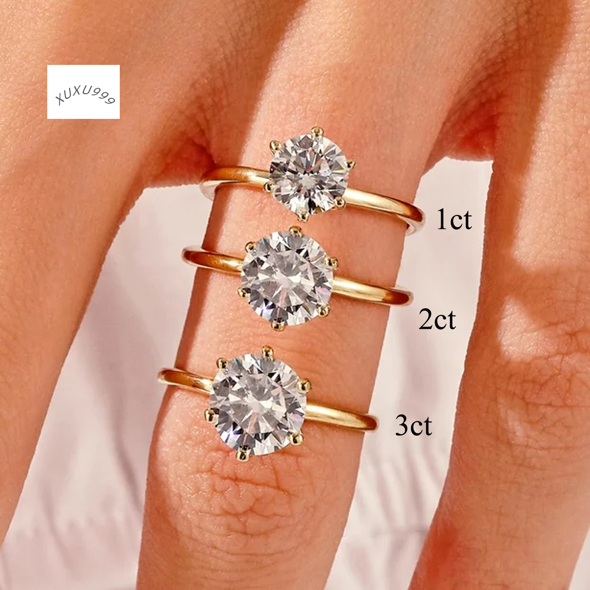 14K Gold Plated Gra Certified Wholesale 3ct Moissanite Ring 5 Ct Moissanite Promise Ring