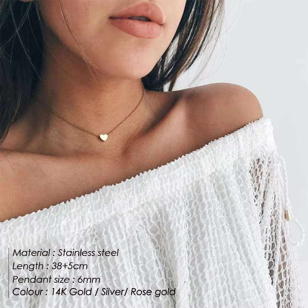 Red Airlines 316L stainless steel necklace for girls, 14k gold heart charm necklace, women's accessories, Dropshipping
