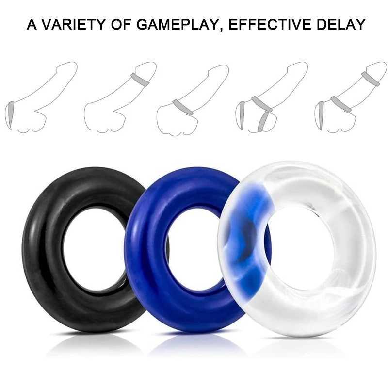 3pcs Male Penis Cock Ring Delay Ejaculation Scrotal Binding Ball Stretcher Penis Enlargement Silicone Cockring Sex Toy For Men W250512