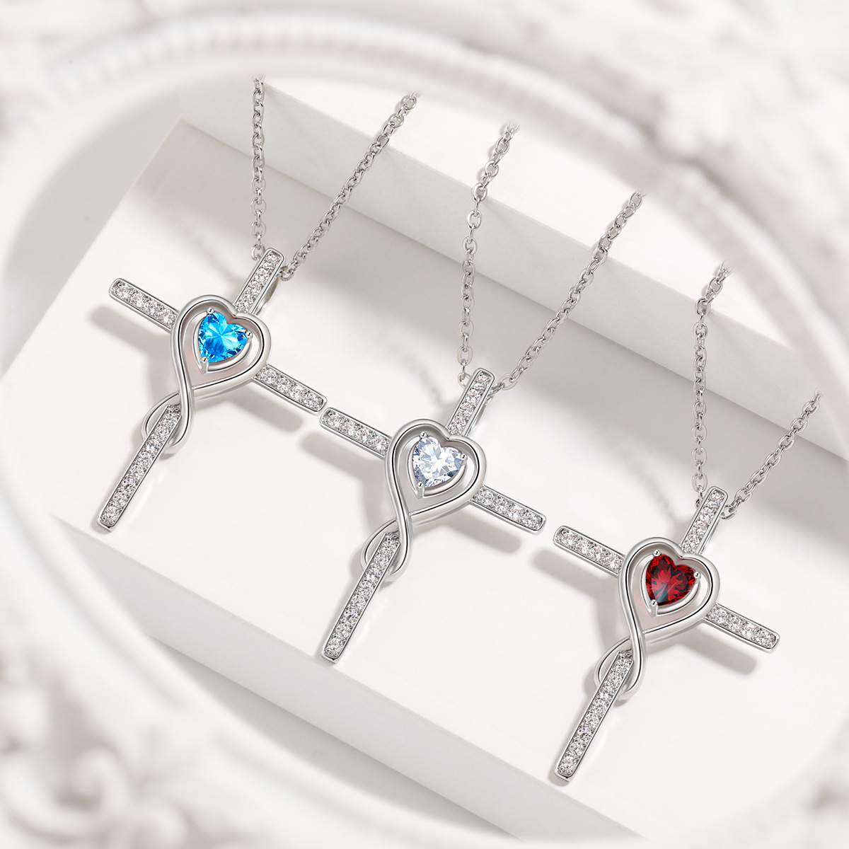 Chic Starstone Cross Neckpiece Featuring a Timeless Love Heart Emblem