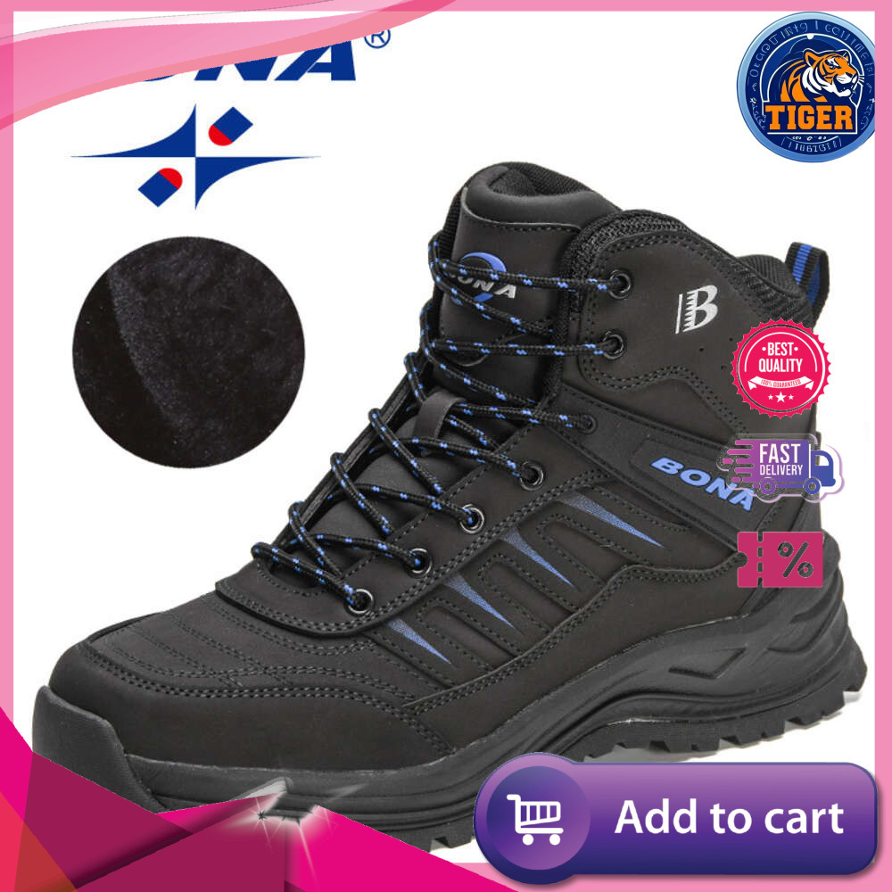 Ddmytiger Designers BONA New Winter Snow Men Plush Action Leather Super Warm Ankle Man Outdoor Hiking Boots Mansculino Outdoor Shoes
