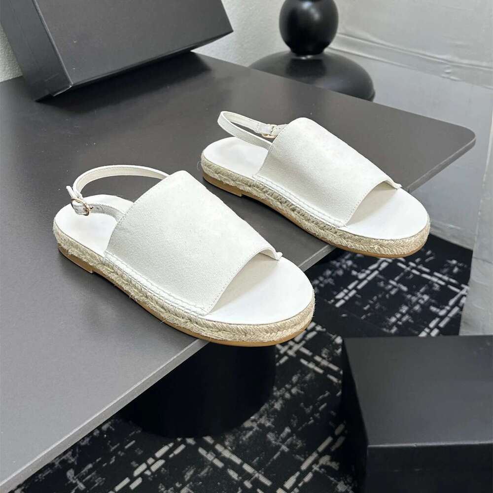 New Women Beach Sandals Low Heels Canvas Flat Platform Espadrilles Summer Buckle Strap Designer Shoes Zapatillas De Mujer