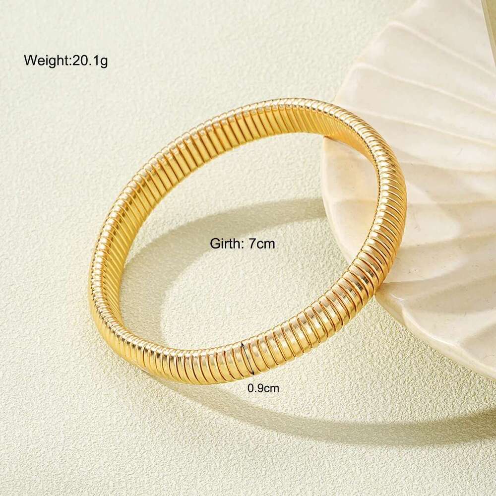 Vintage Gold Color Bangles For Women Chunky Stretch Thick Metal Wide Wristband Bracelets Set Fashion Unisex Jewelry Gifts 2025