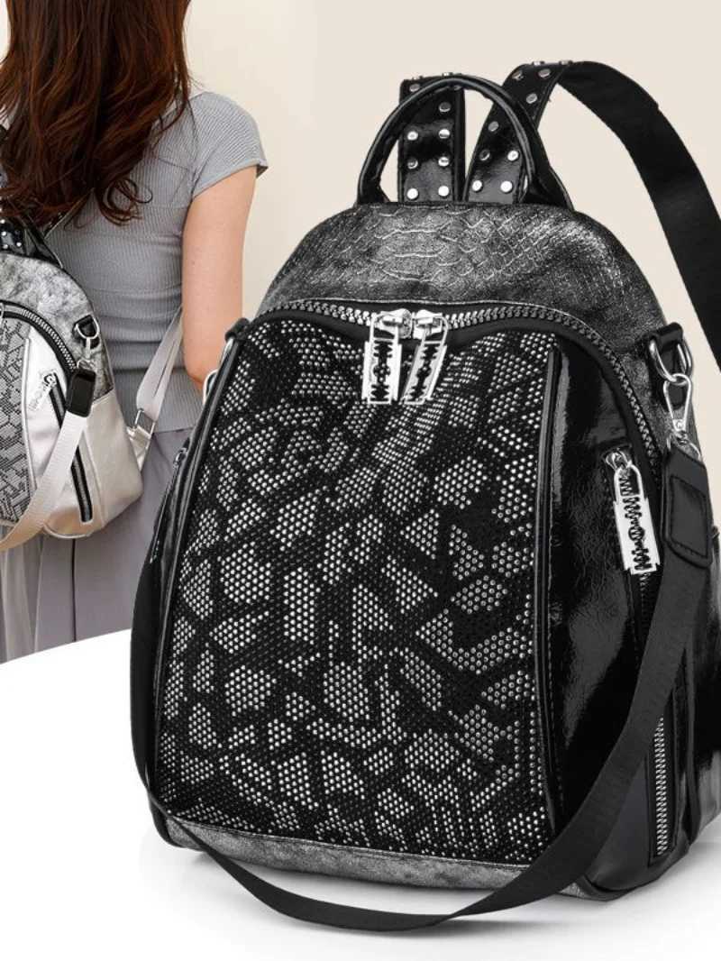 Fashion Large Capacity Commuter Womens Backpack s Leisure Travel Storage Bag Soft Leather Waterproof Korean Style Shoulder Z250512