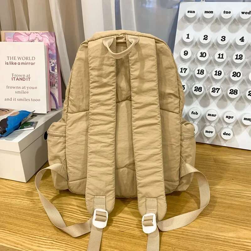 New Student Women's Japanese Style Lightweight and Fashionable Solid Color Simple Bow Casual Travel Backpack