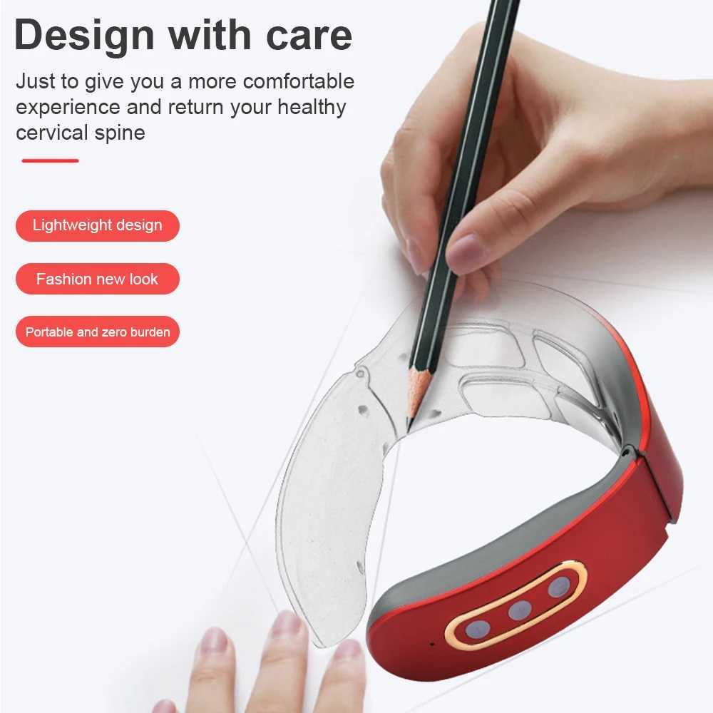Electric Neck Shoulder Pulse Massager Kneading 4 Head TENS Magnetic Pulse Heating Cervical Vertebra Relax Pain Relief MassageW250512