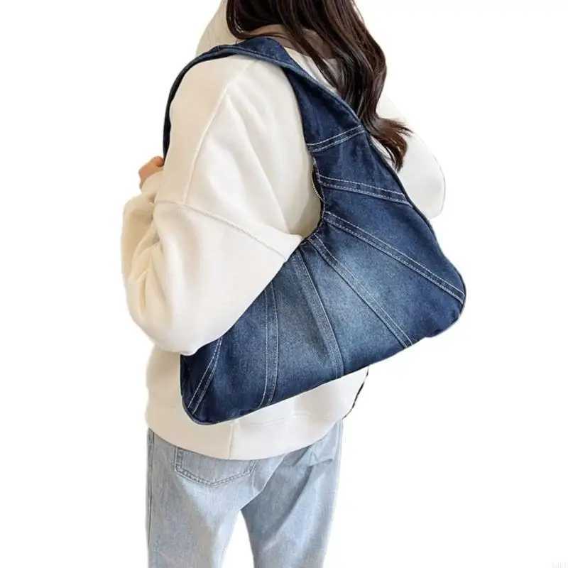 Womens Denims Armpit Bag Korean Styles Underarm Bag Fashion Handbags All-matching Shoulder Bag Shopping Dating BagW250512