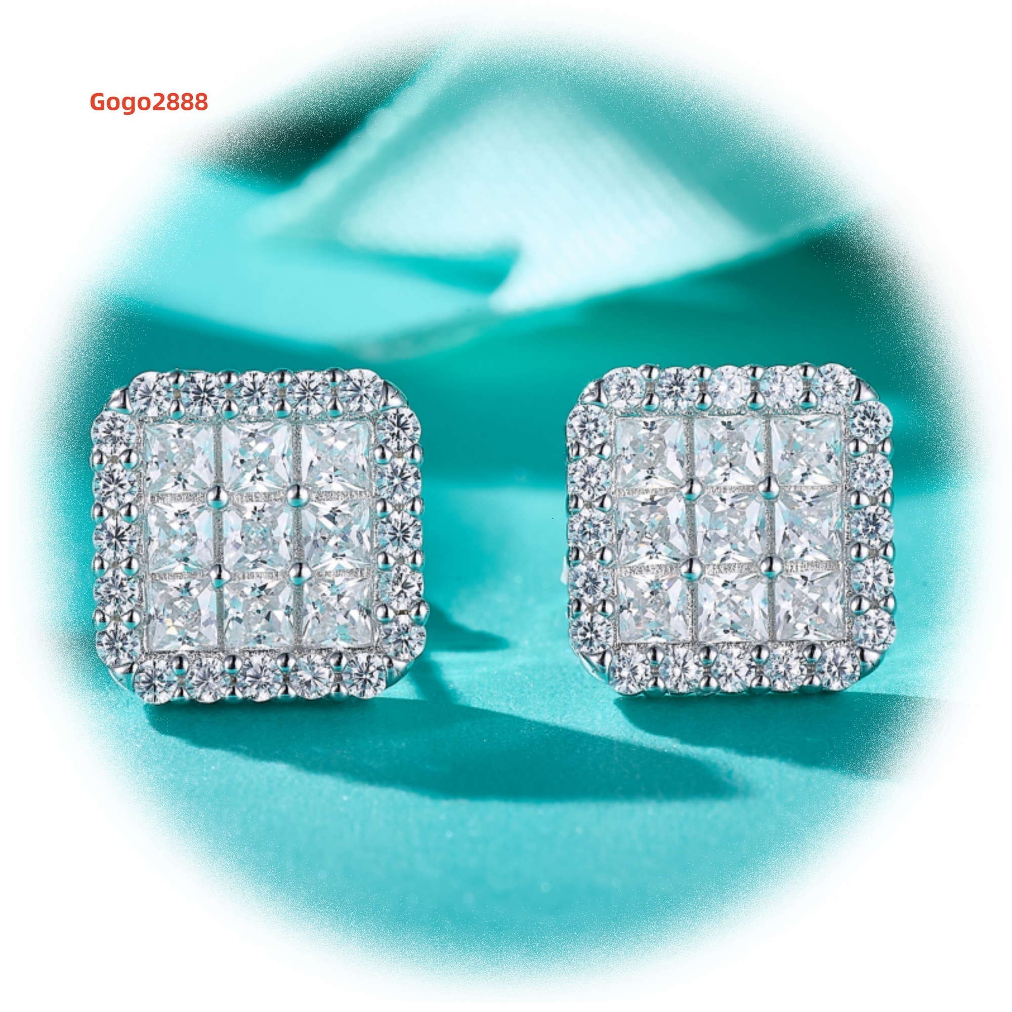Custom Men/Womens Hip Hop Classic Stud Earrings Fully Iced Princess Cut VVS Moissanite Diamond for Gift or Party