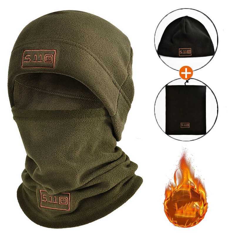 Winter Warm Fleece Hat Scarf Set Thermal Head Cover Balaclava Face Mask Tactical Military Sports Cycling Bonnet Neck ProtectorW250512