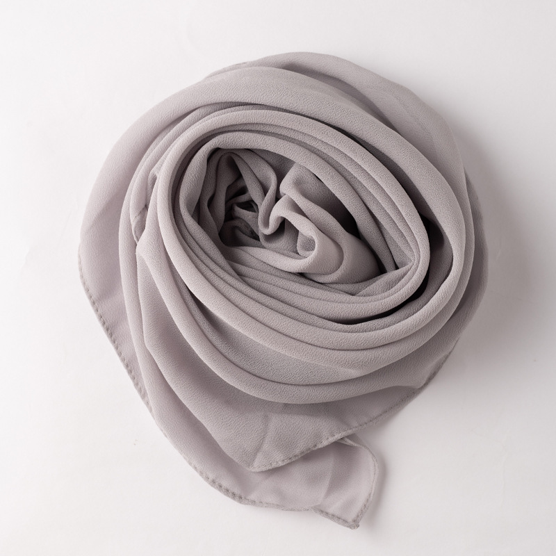 K689 Cross-border monochrome pearl chiffon square scarf Middle Eastern headscarf Muslim scarf Malaysian Hui scarf