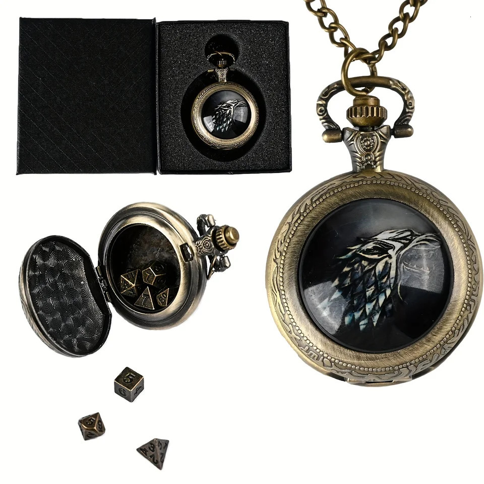 7pcs DND Mini Dice Set With Pocket Watch Shell Portable Polyhedral Metal Dice Perfect for Dungeons and Dragons card Board Game 250512