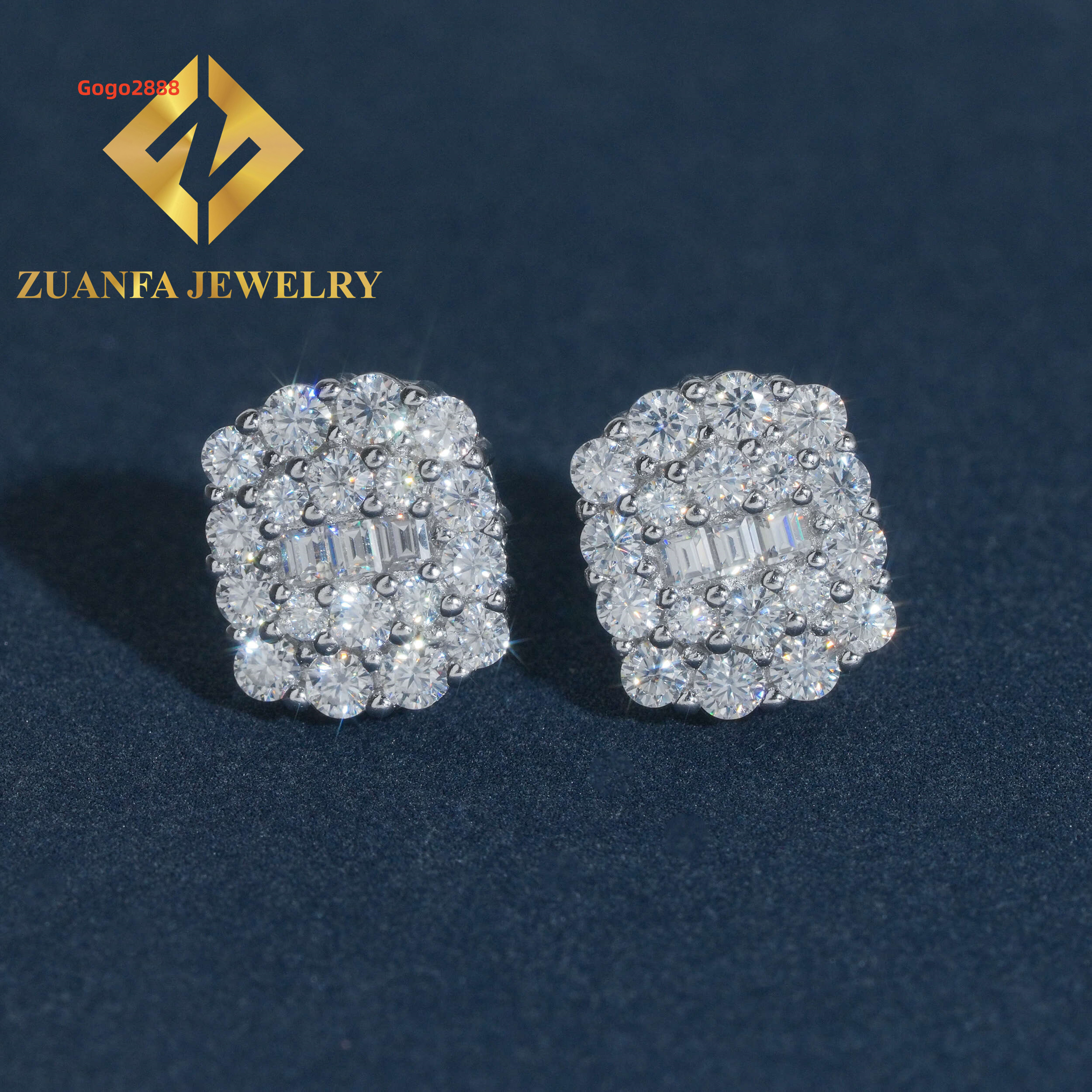 Wholesale Price Stud Earring Hip Hop 925 Sterling Silver Pass Diamond Tester GRA Certified Moissanite Luxury Stud Earring