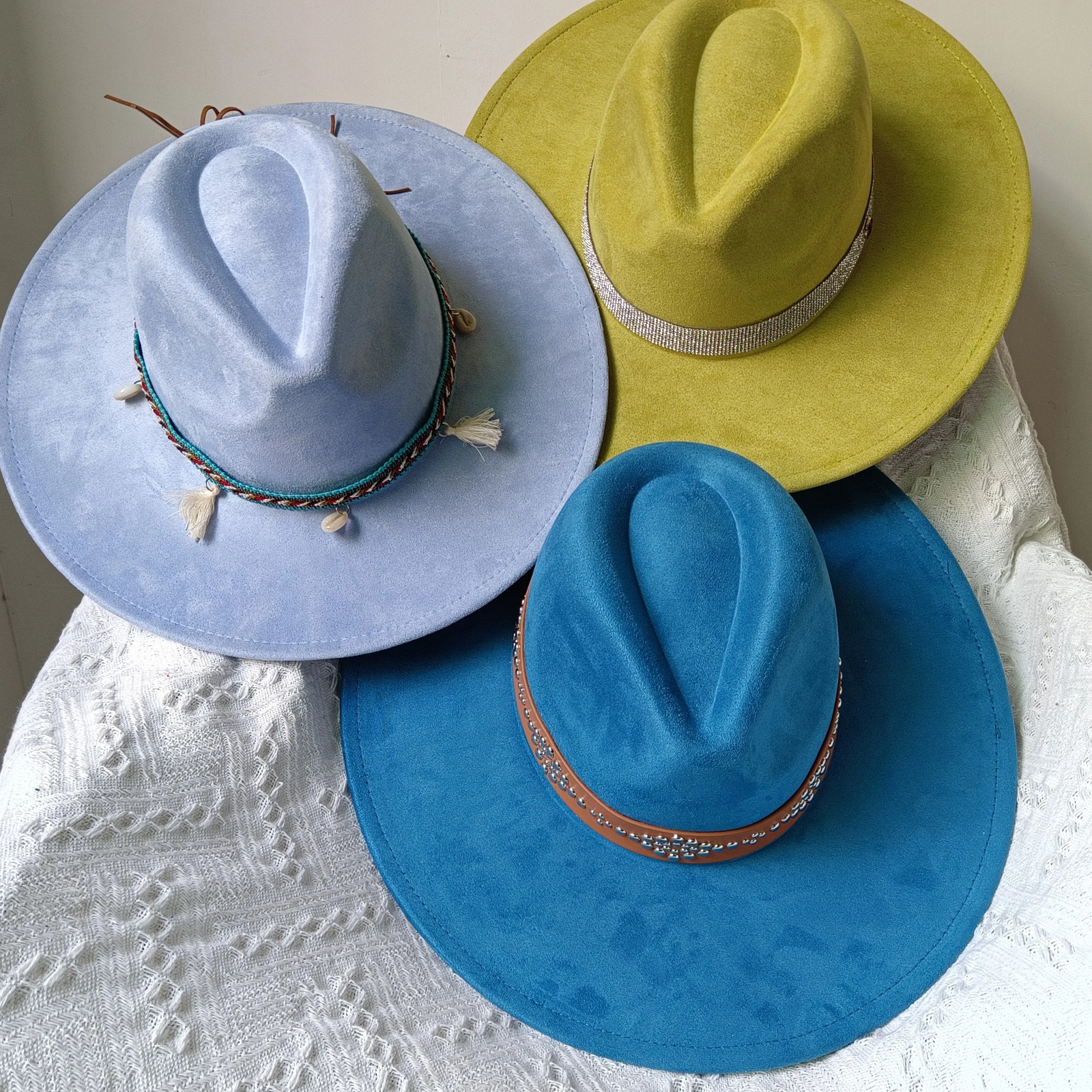 Womens suede 10cm wide Brim Fedora hat Mens autumn and winter felt jazz Classic Sombrero 250512